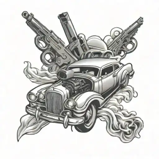 Mobster Car Drifting With Guns