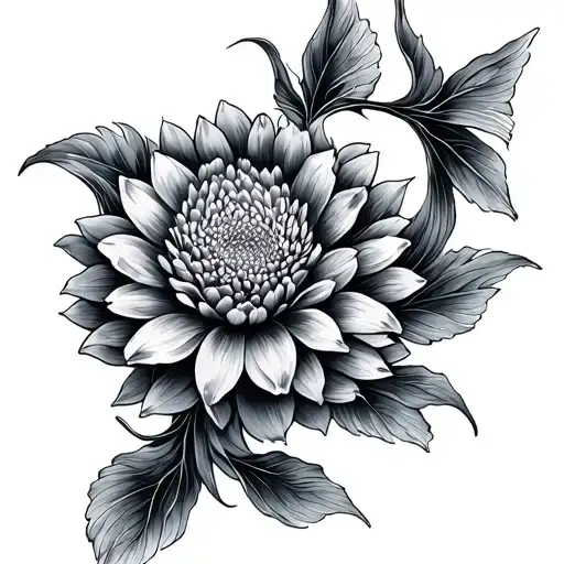 Chrysanthemum And Koi Fish Swimming