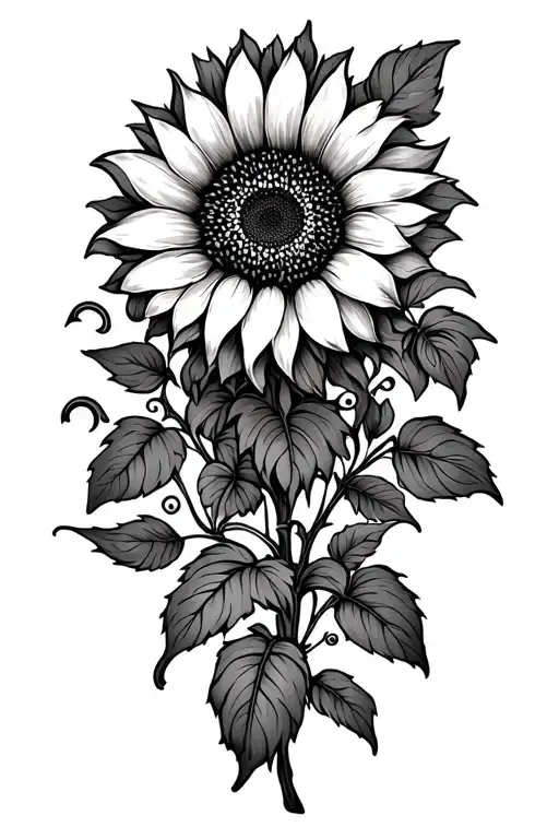 Sun Flower Leaves And Vines