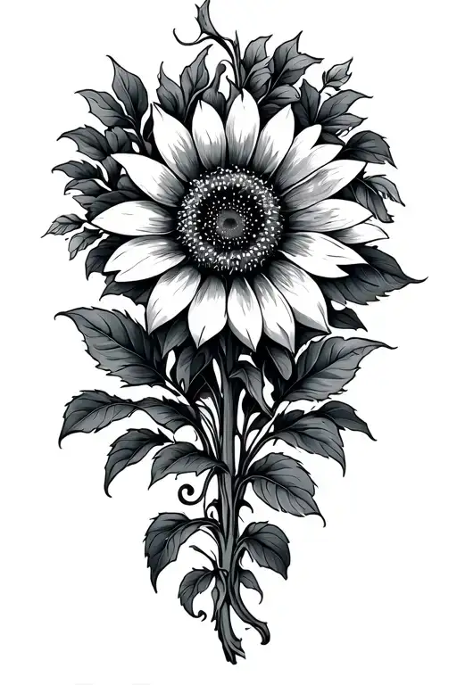 Sun Flower Leaves And Vines Growing