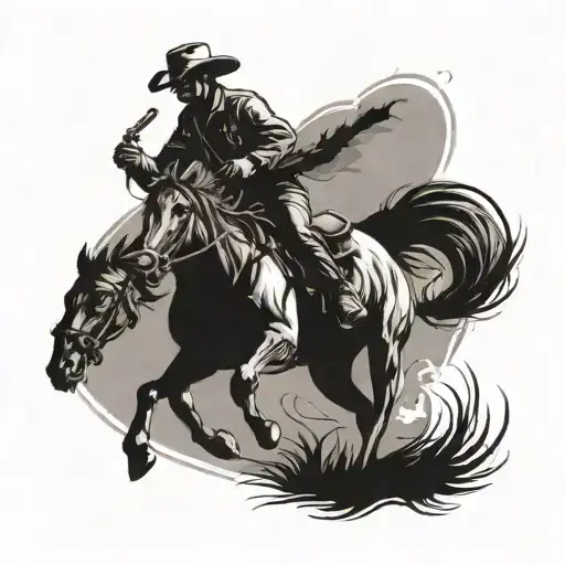 A Cowboy Playing Guitar On Horse Running