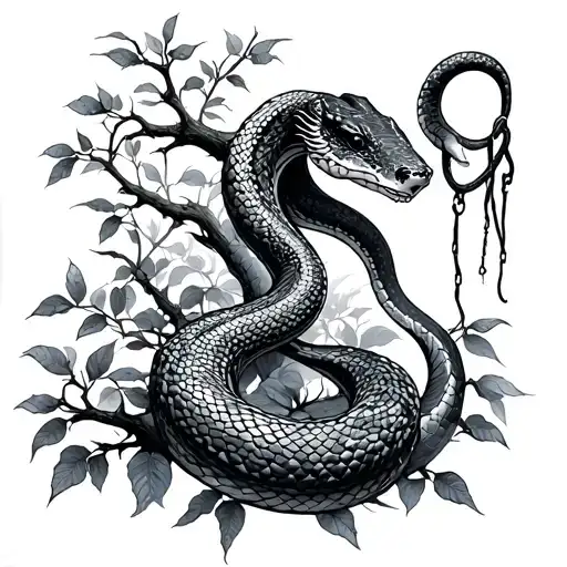 Snake Godess Hanging From A Tree