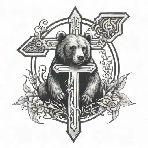 Christian Cross And Bear