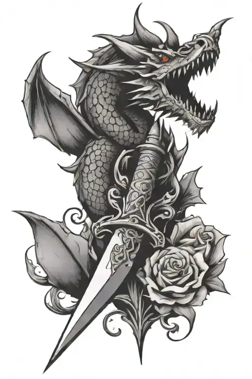 Dagger With A Dragon Circling Like A Karma