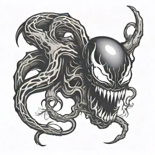 A Tattoo That Reads Venom Right Side Up And Women Upside Down