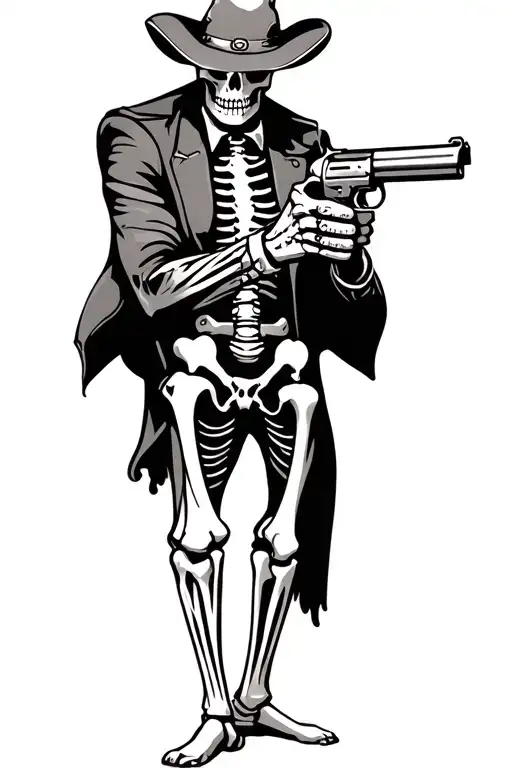 Cowboy Skeleton Suit Aiming Gun