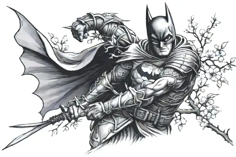 Batman Samurai On A Cherry Tree