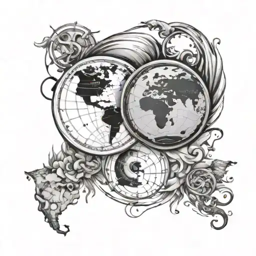 Time And Ying Yang And Earth Globe