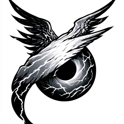 Mercury Symbol Combined With Lightning Storm