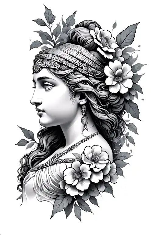Athena With Flowers Intertwined