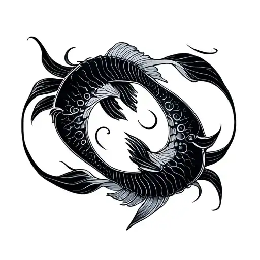 Pisces With Yng Yang Symbol