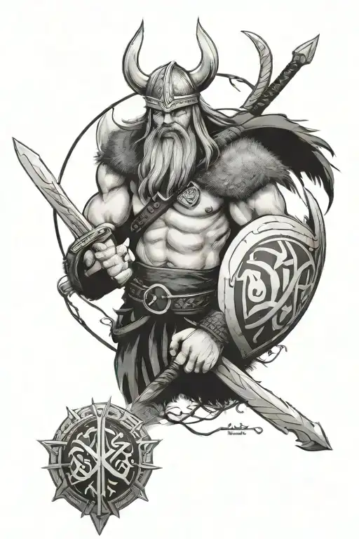 Viking Warrior With Rune