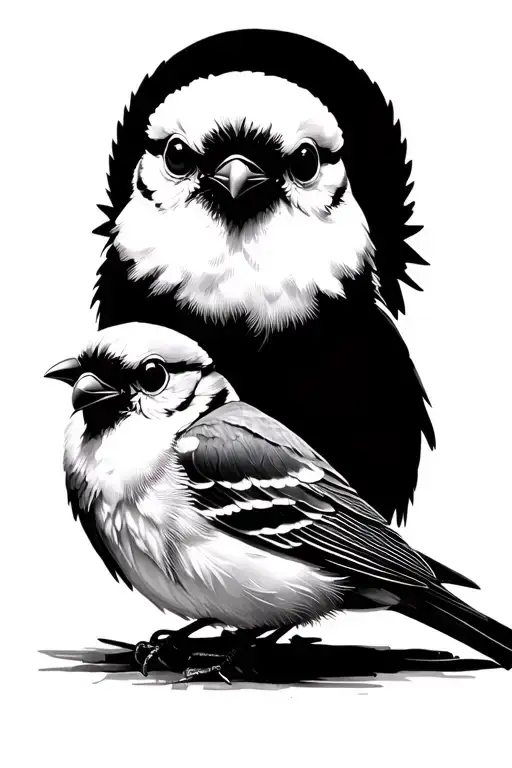 Three Little Birds Sitting Where Only 1 Is Filled In And The Other Two Are Stencils