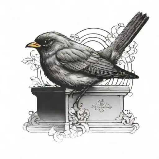 Robin Sat On Grave Stone