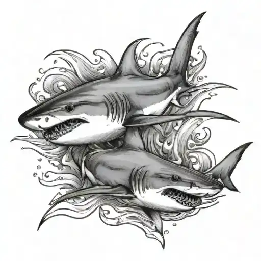 Shark Swimming Together