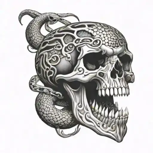 Darkness Skull Wit Snake Wrapped