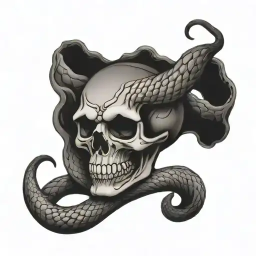 Darkness Skull Wit Snake Wrapped Loosely