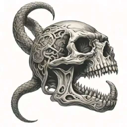 Darkness Skull Wit Snake Wrapped Coming