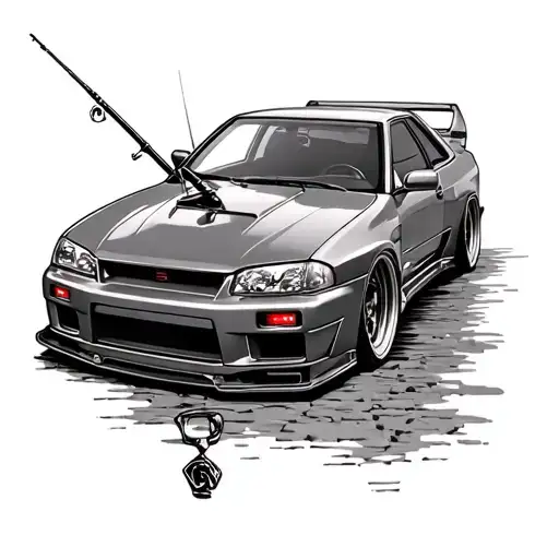 Nissan Skyline With Fishing Pole And Pathos