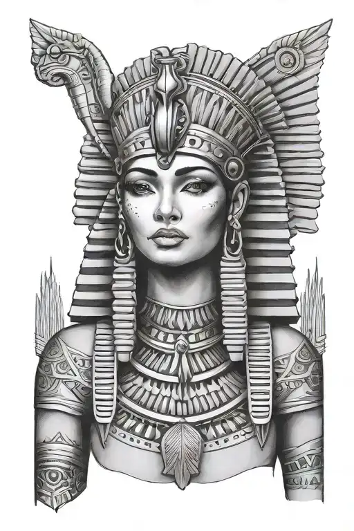 Egytian Cleopatra Egyptian Goddess With Pharao Headdress As A Portrait