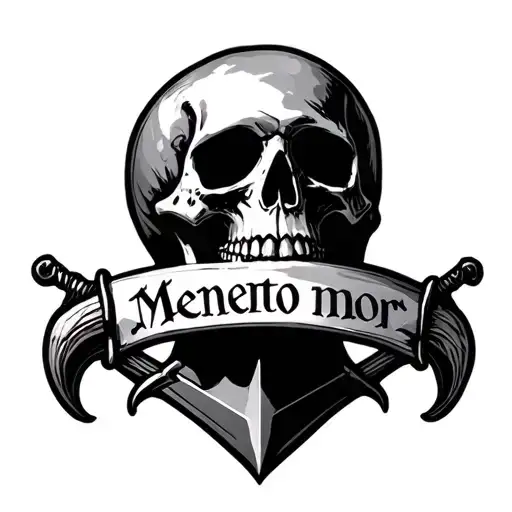 I Want A Skull Whit A Dagger True It And The Text Memento Mori