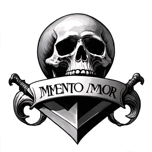 I Want A Skull Whit A Dagger True It And The Text Memento Mori