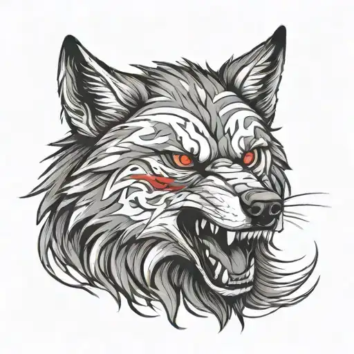 Angry Wolf With Red Eyes