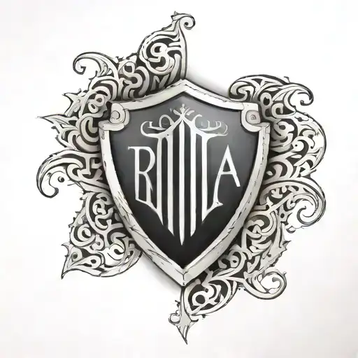 A Shield With With Arabic Word Rjha In The Center