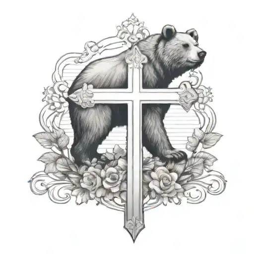 Just Christian Cross And Bear