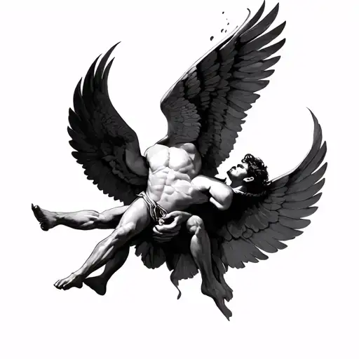 Fall Of Icarus With Hands Catching Him