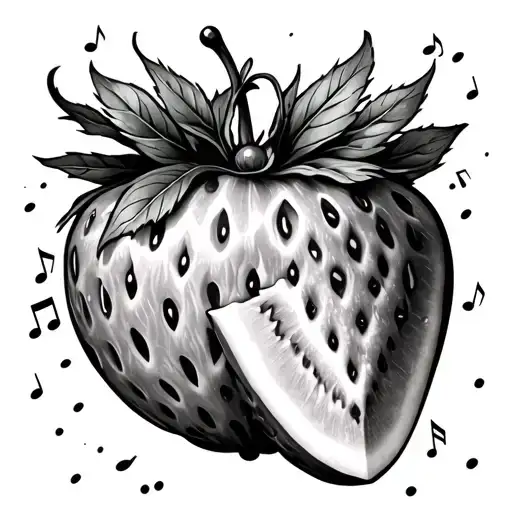 Strawberry With Watermelon And Music Notes