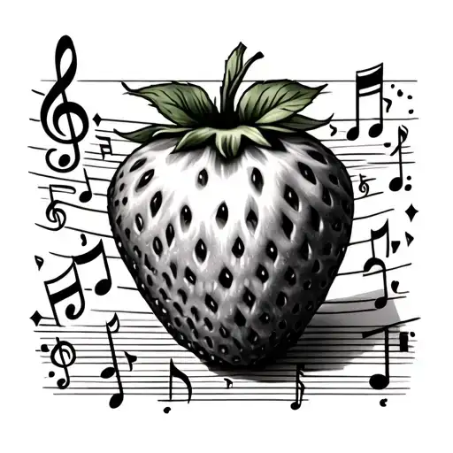 Strawberry With Watermelon And Music Notes
