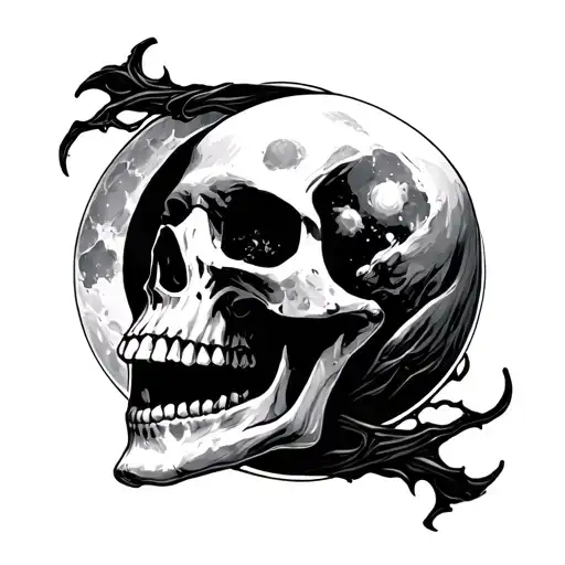 Skull Surrounding Moon Light