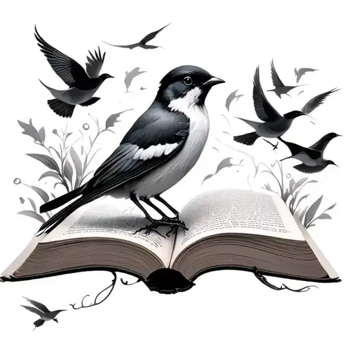 A Fairytale Book With Birds And Pages Flying Out Of It And I Want A Lot Of Birds