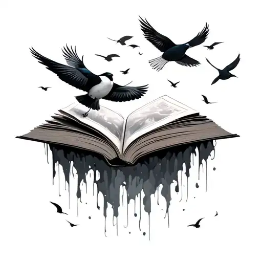 A Book With Birds And Pages Flying Out Of It And I Want A Lot Of Birds