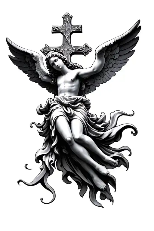 Christian Cross With Angel