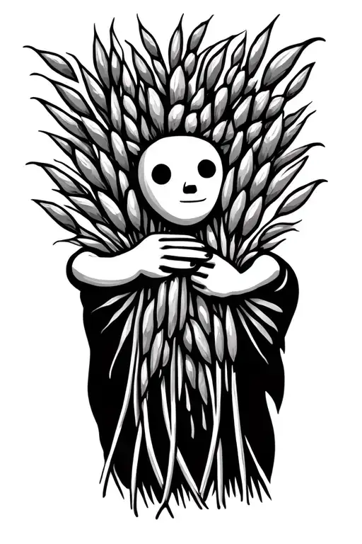 There Stik Man Holding Hands With A Barley Grains Going Around Them