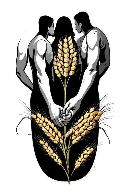 3 Stik Man Holding Hands With A Barley Going Around Them