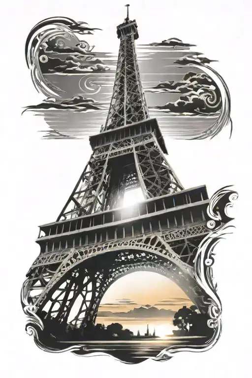 Eiffel Tower African Tribal Sunrise