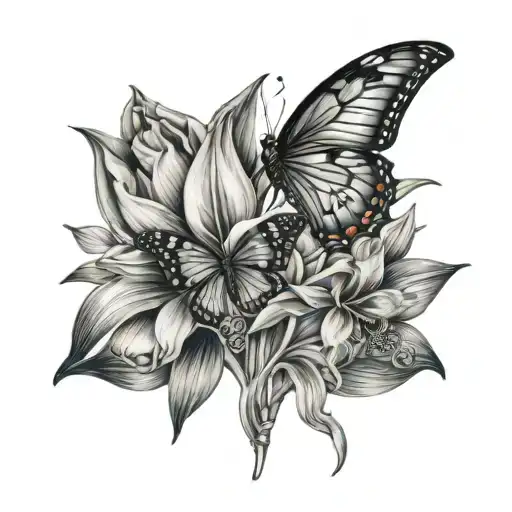 Music Notes And Butterflies Mixed With Tulips Coming