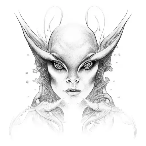 Woman Looking Into The Mirror Seeing The Demon