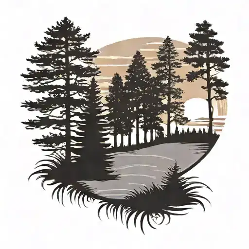 Softball Field Durning Sunset Pine Trees