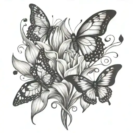 Music Notes And Butterflies Mixed With Tulips Coming