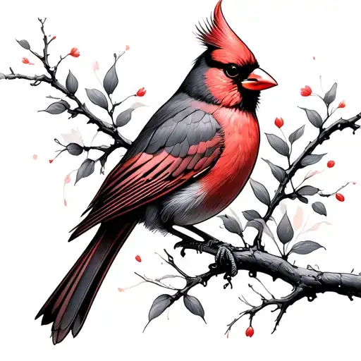 Create Japanese Style Cardinal Bird With Simple Cross Running Through It