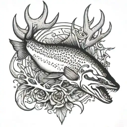 Salmon With Deer Antlers
