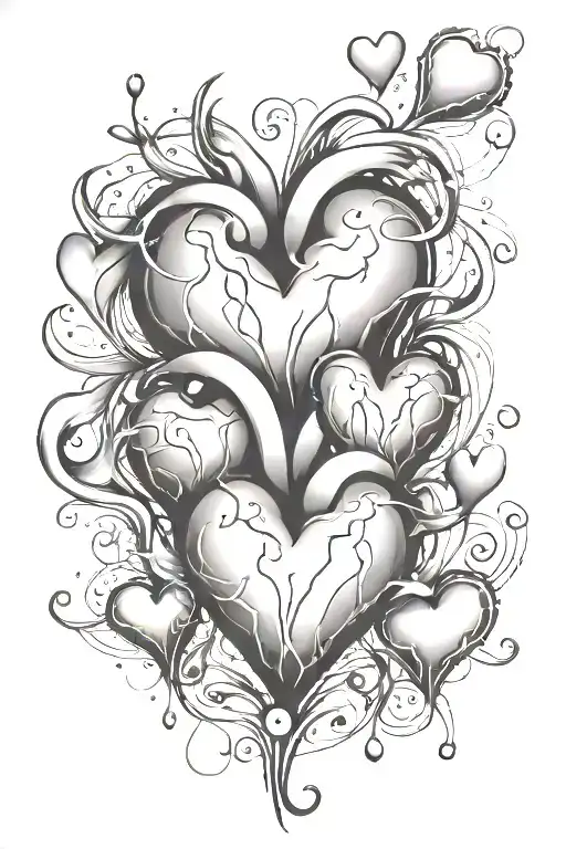 Multiple Hearts In Heartbeat Line