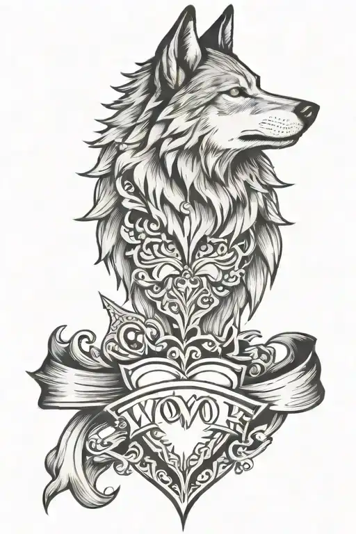 Crest Of A Wolf And A Heart
