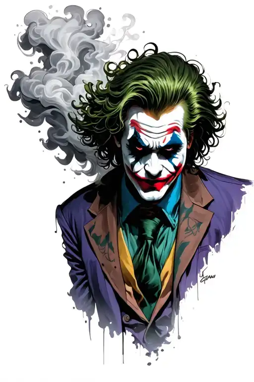 The Joker With Hair That Turns Into Smoke Coming Out Of Its
