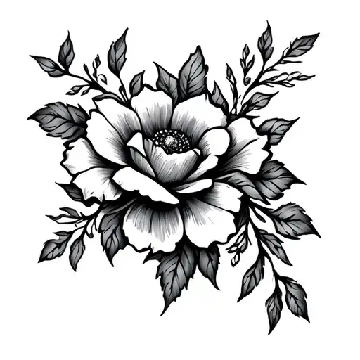 Floral With Vines Hand Tattoo Design
