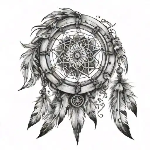 Draw Me In Pencil On A White Page A Little Dreamcatcher With The Number 6 Hanging Below By A